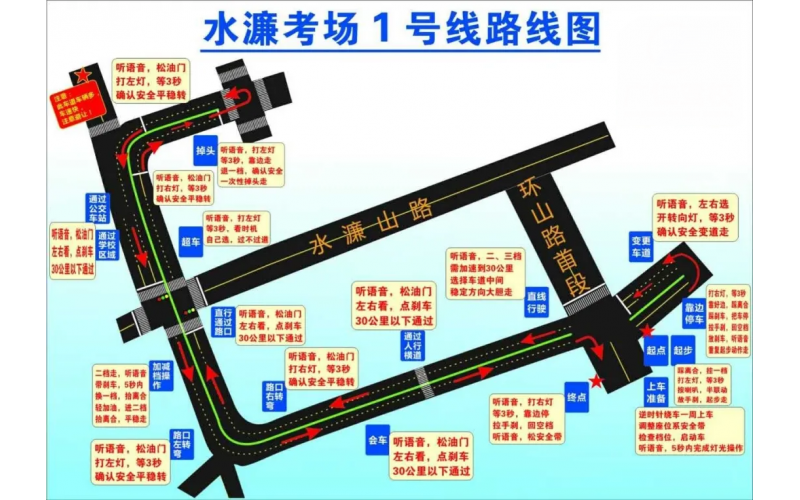 东莞水濂山科目三考场1-9号线路图+实拍视频